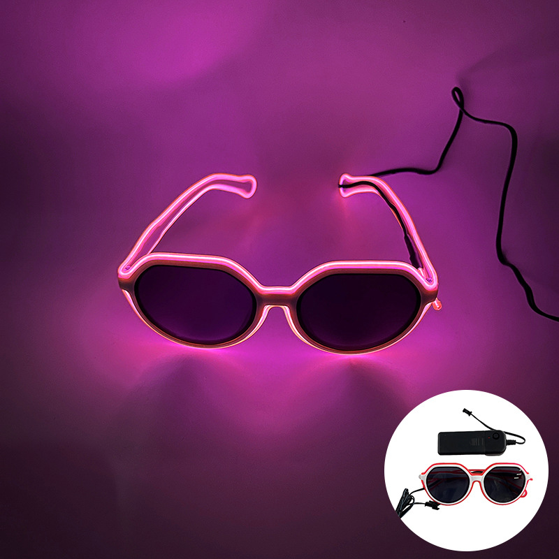 Gafas luminosas LED Barra KTV Equipo nocturno Gafas EL Gafas luminosas Oval Retro Moda Tinta Espejo