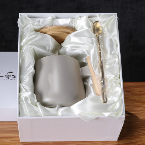 Nordic wooden-handled 1314 ceramic mug artistic coffee cup water cup holiday event souvenir gift with logo printed