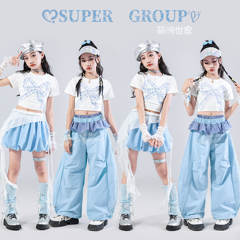 Children's Jazz Performance Outfits Spring Season Girls' Dance Costumes Sweet and Cool Kids' Girl Group Street Dance Fashionable Trendy Outfits