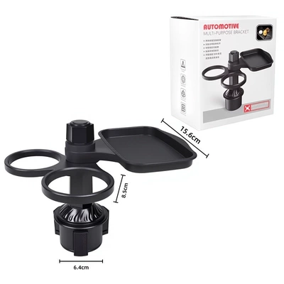 Car Cup Holder, Car cup holder/beverage holder - black-tray-double-cup-holder