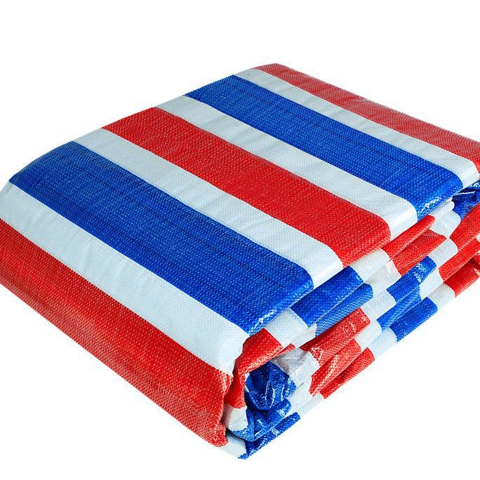 加厚三色彩条布防水防晒布塑料布户外防雨布家用遮盖篷布遮雨油布