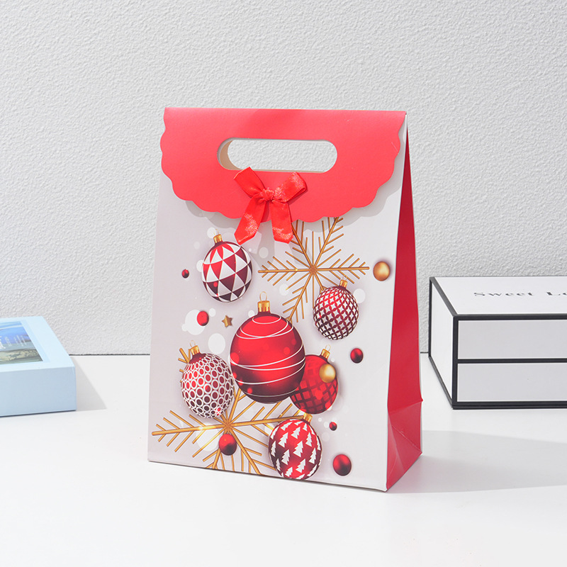 圣诞节风格白卡纸袋  翻盖手提袋  圣诞礼品包装袋 糖果袋 打包袋
