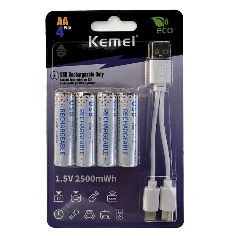Batería recargable de corte de pelo Komei 1600mWh batería seca 5, batería de litio recargable USB al por mayor