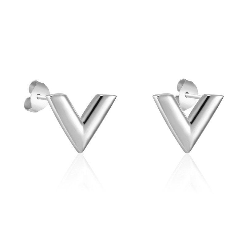 7340-1 curved v earrings steel color