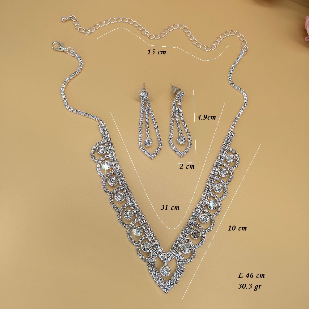 Jewelry Lace Rhinestone Women's Necklace Wedding Set Accessories display picture 3