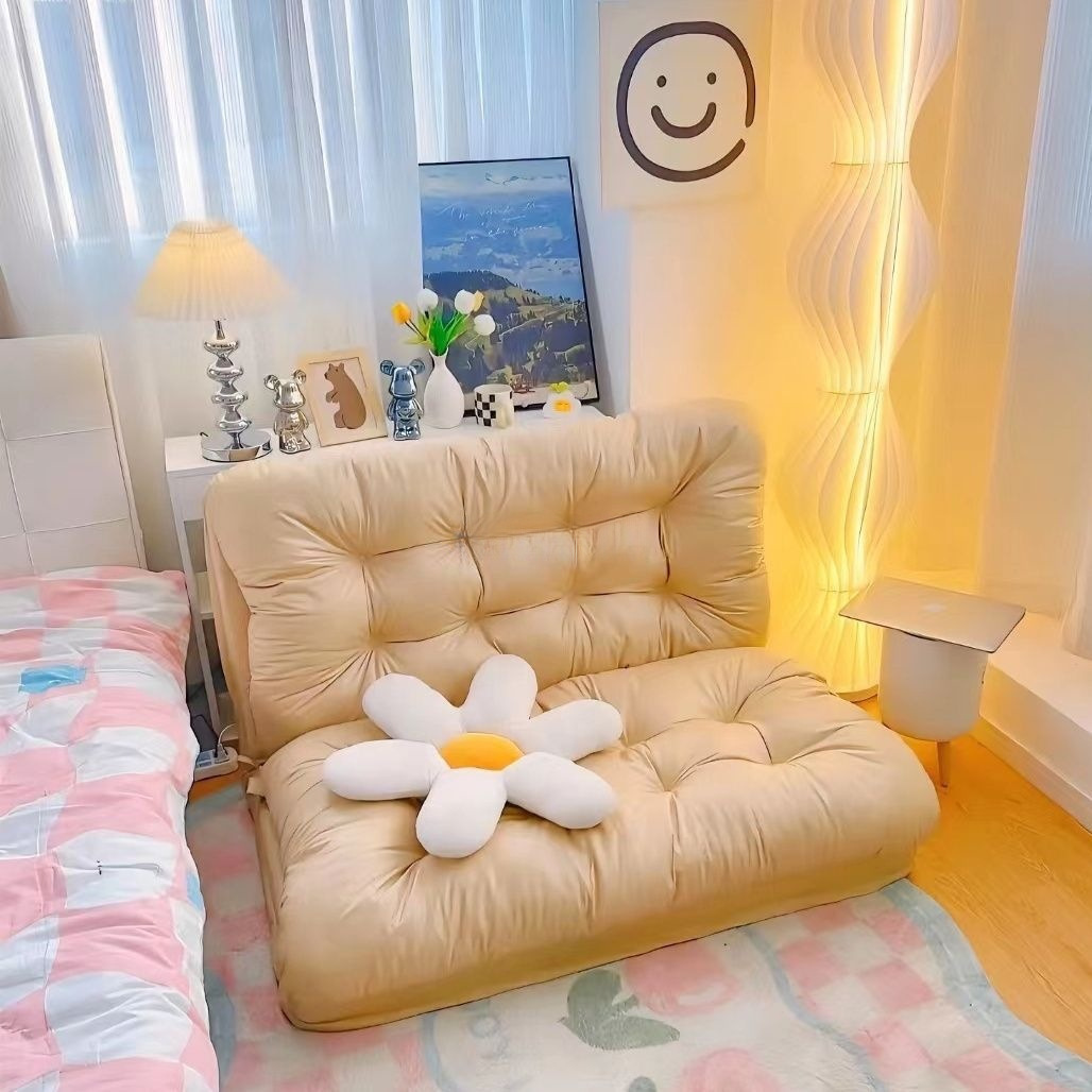 Lazy Sofa Dual-Purpose Balcony Leisure Small Sofa Bay Window Lounge Chair Reclining and Sleeping Tatami Folding Sofa Bed