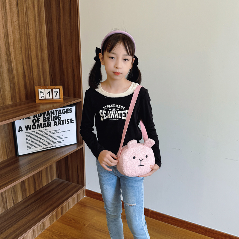 Hermosa y linda bolsa de hombro para niños y niñas, mini bolsa de cambio para bebés, perros, 2025 nuevo bolso de peluche para niños