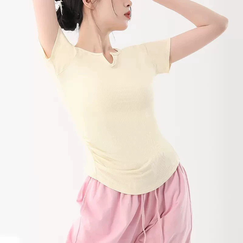 Одежда для танцевальных тренировок для женщин, топы без пальцев с длинными рукавами, классическая одежда для китайских танцев, облегающая эластичная одежда для тренировок с короткими рукавами