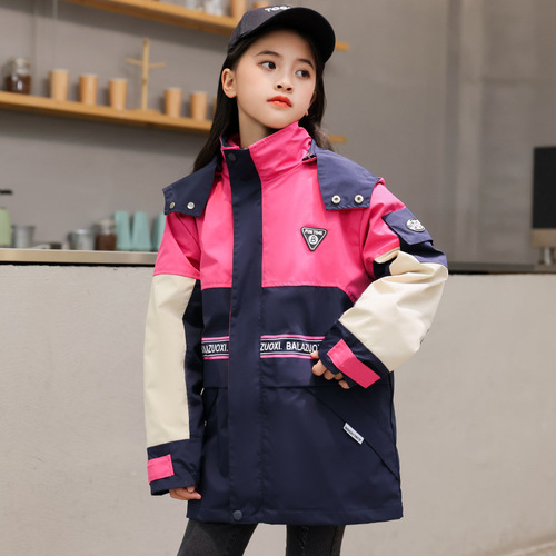女童冲锋衣男童外套三合一可拆卸厚加绒外套儿童新款春秋冬装
