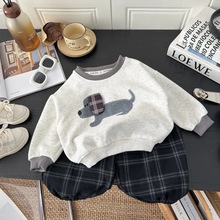 韩系可爱卡通卫衣套装2025新款男宝宝宽松上衣休闲裤潮