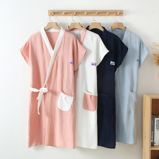 ⊙Gauze Bathrobe for Men and Women, Adult Pure Cotton Absorbent, Quick-Drying Wearable Bath Towel for Summer, Thin Style