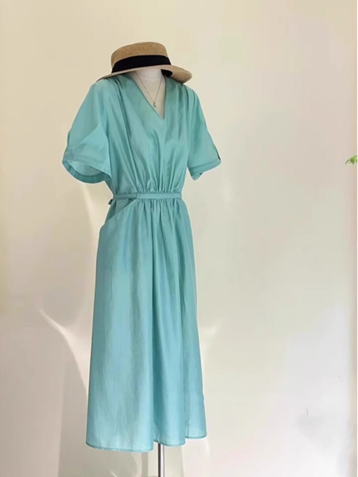 Đầm maxi nữ thắt eo dáng dài màu xanh dương mùa hè FL231978 — Đầm chi tiết 3