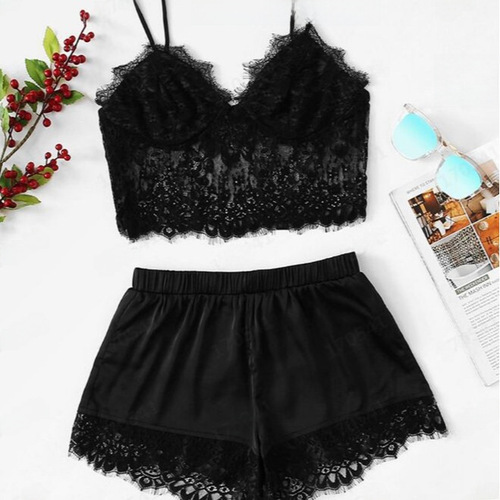 European and American simulated silk spaghetti strap princess pajamas sexy extremely tempting two-piece lingerie nightgown home wear 8008