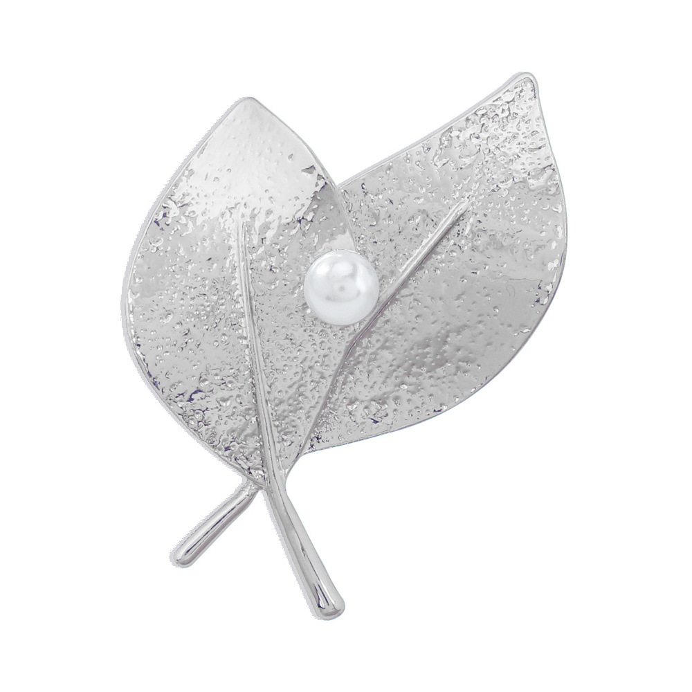 fashion imitation pearl geometric leaf broochpicture10
