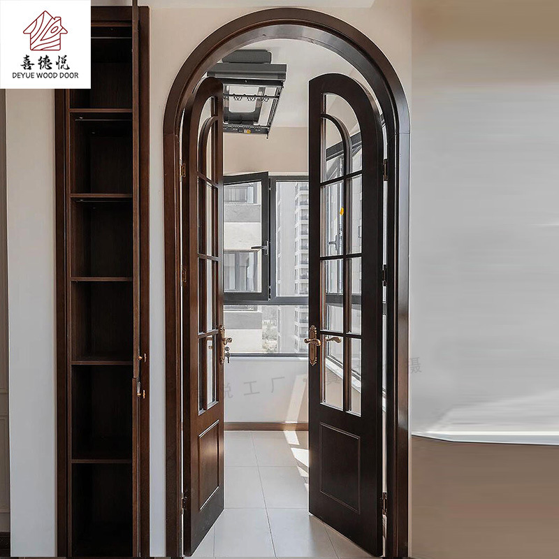 Nanjing Light Luxury French Solid Wood Arc Door with Lacquer Trim for Bedroom and Kitchen Solid Wood Door Set Direct from the Factory Nanjing Light Luxury French Solid Wood Arc Door with Lacquer Trim for Bedroom and Kitchen Solid Wood Door Set Direct from the Factory
