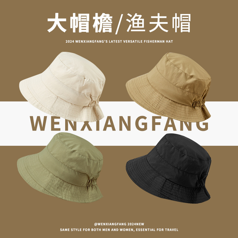 Japanese Versatile Solid Color Quick-Dry Fisherman Hat for Women, Summer Large Brim Outdoor Sun Hat, Thin Roll-Up Brim Bucket Hat