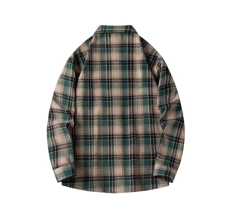 American trendy long sleeved plaid for men's 2024 spring and autumn new lapel casual shirt jacket top_voghion.com