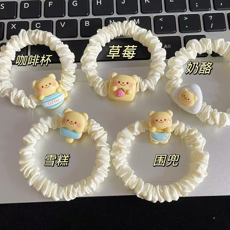 黄油小熊大肠发圈ins少女心卡通软萌卡通发圈发饰不伤头发发圈发