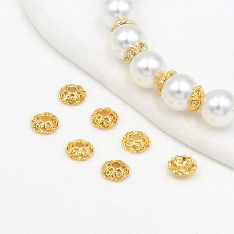 Color-preserving copper plated 18k real gold flower holder flower cap bead holder diy handmade beaded bracelet jewelry accessories C02 Color-preserving copper plated 18k real gold flower holder flower cap bead holder diy handmade beaded bracelet jewelry accessories C02