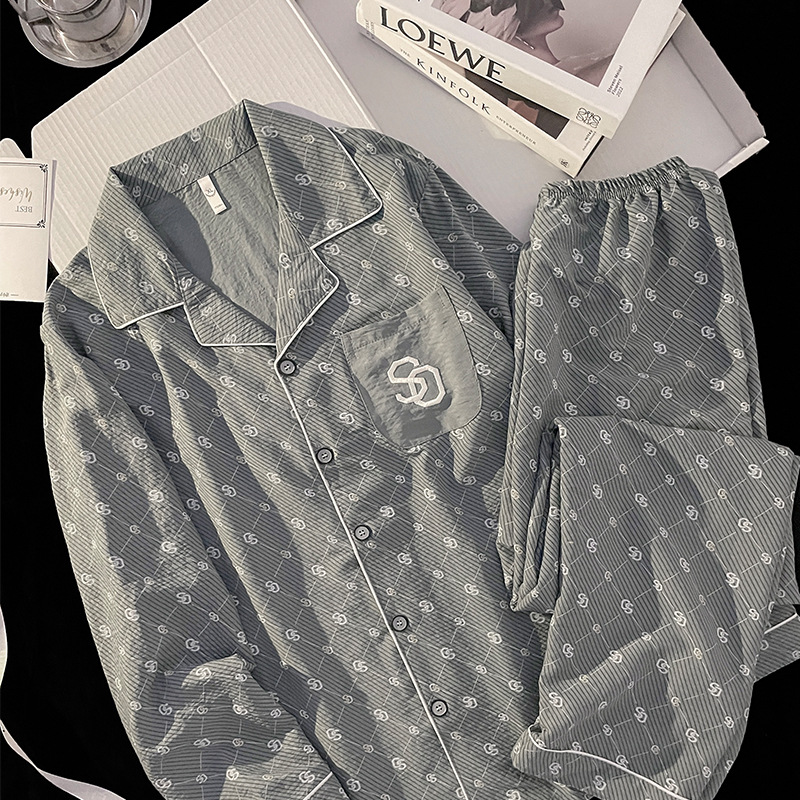 2024 nuevo pijama de hombre de manga larga nubes de algodón primavera y otoño juveniles niños de verano conjunto de ropa de casa