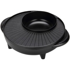 2F不粘鍋涮烤一體鍋家用無煙電烤盤多功能火鍋燒烤兩用鍋煎炸炒煮