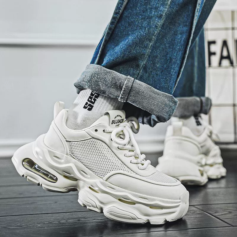 Мужская обувь для папы, белые туфли, новая летняя мужская обувь с внутренней высотой 10 см, спортивная повседневная модная обувь с дышащей сеткой