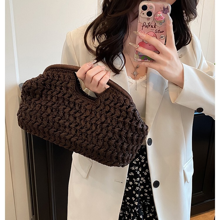 2025 New Style Chain Hand-Held Crossbody Women's Bag Fabric Woven Bag Car Stitching Fashion Style Bag