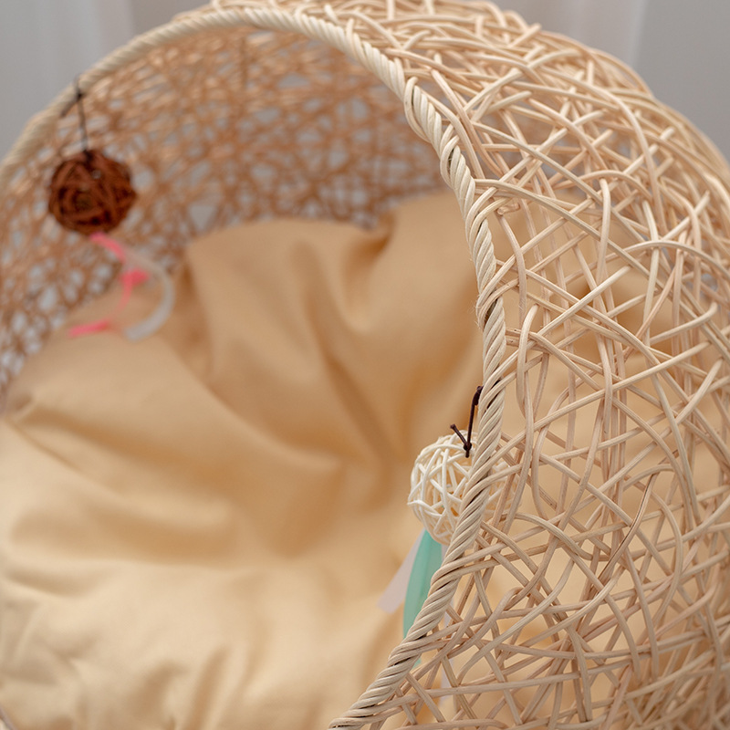 Personalizado nido de caña verdadera cuatro estaciones nido de gato general semicerrado cama de gato perros nido de mascotas suministros de mascotas caña indonesia