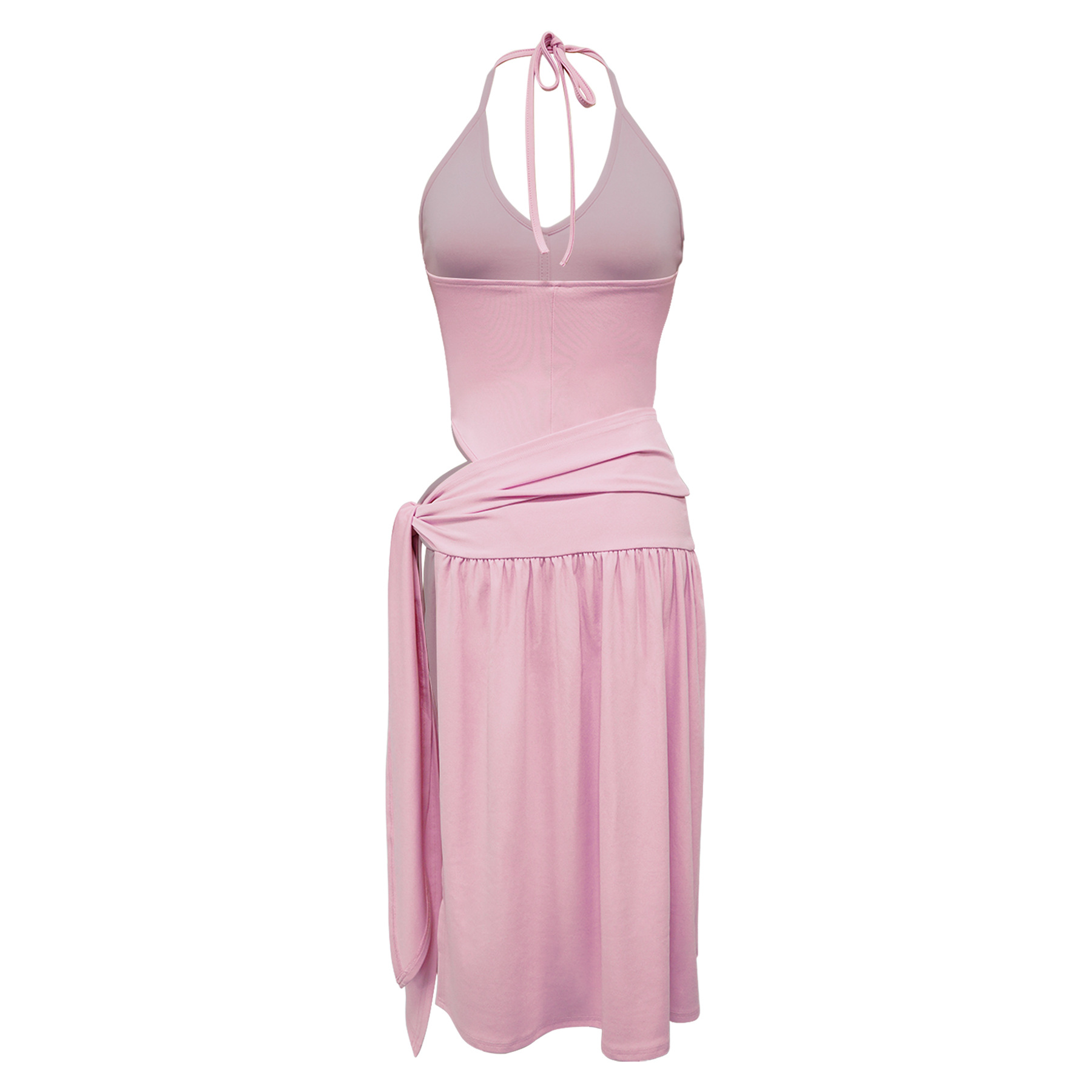 Women's Sexy Slit Half Skirt Set Solid Color Lace Up_ecoleips.com