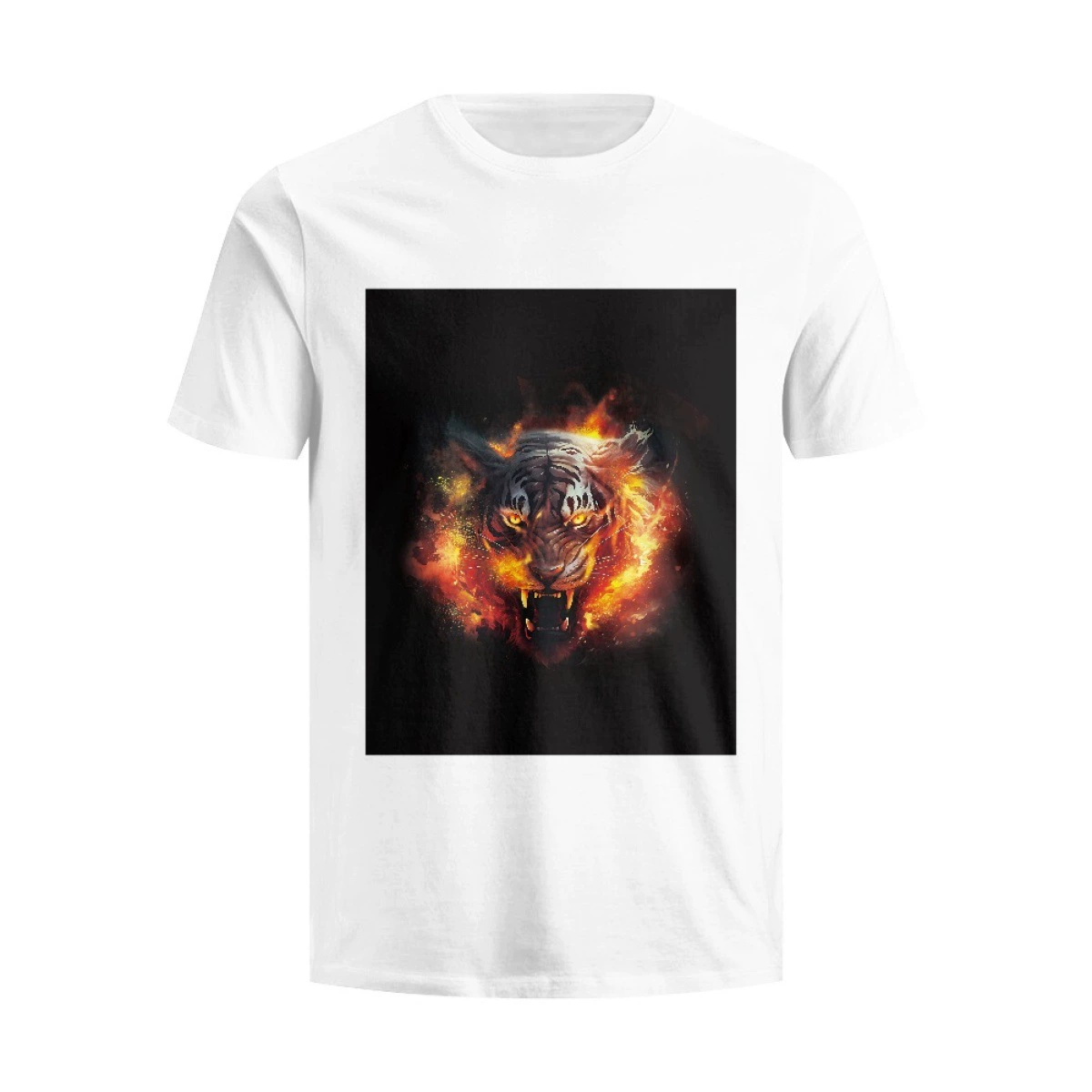 Эксклюзивная трансграничная мужская летняя повседневная футболка из чистого хлопка с принтом дикого тигра для США.