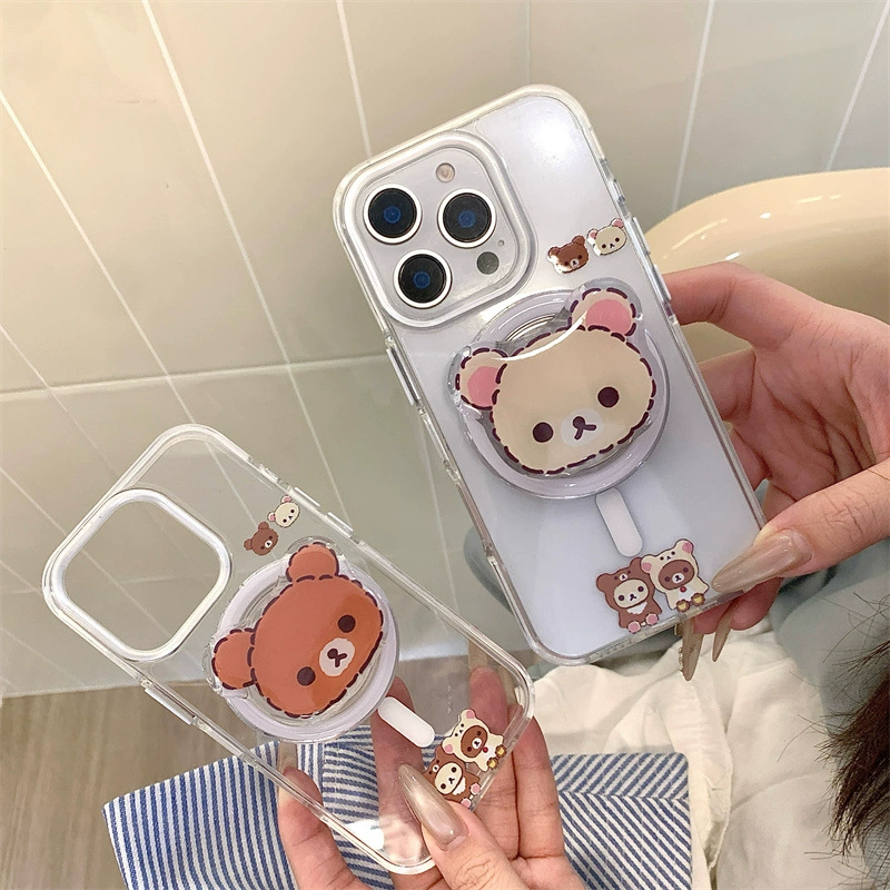 Яблоко, iPhone 16, трубка, чехол-карман для телефона, совместимый защитный чехол, 16pro макс, iPhone, с маленькими медвежатами