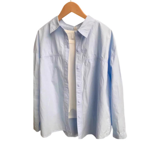 2025 New Korean-Style Design Blue Shirt Jacket Spring and Autumn Women's French Sunscreen Blouse Loose Long-Sleeve Top