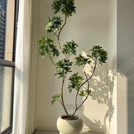 海虹景品鸭脚木仿真绿植室内仿生盆栽高端轻奢客厅大型落地假植物