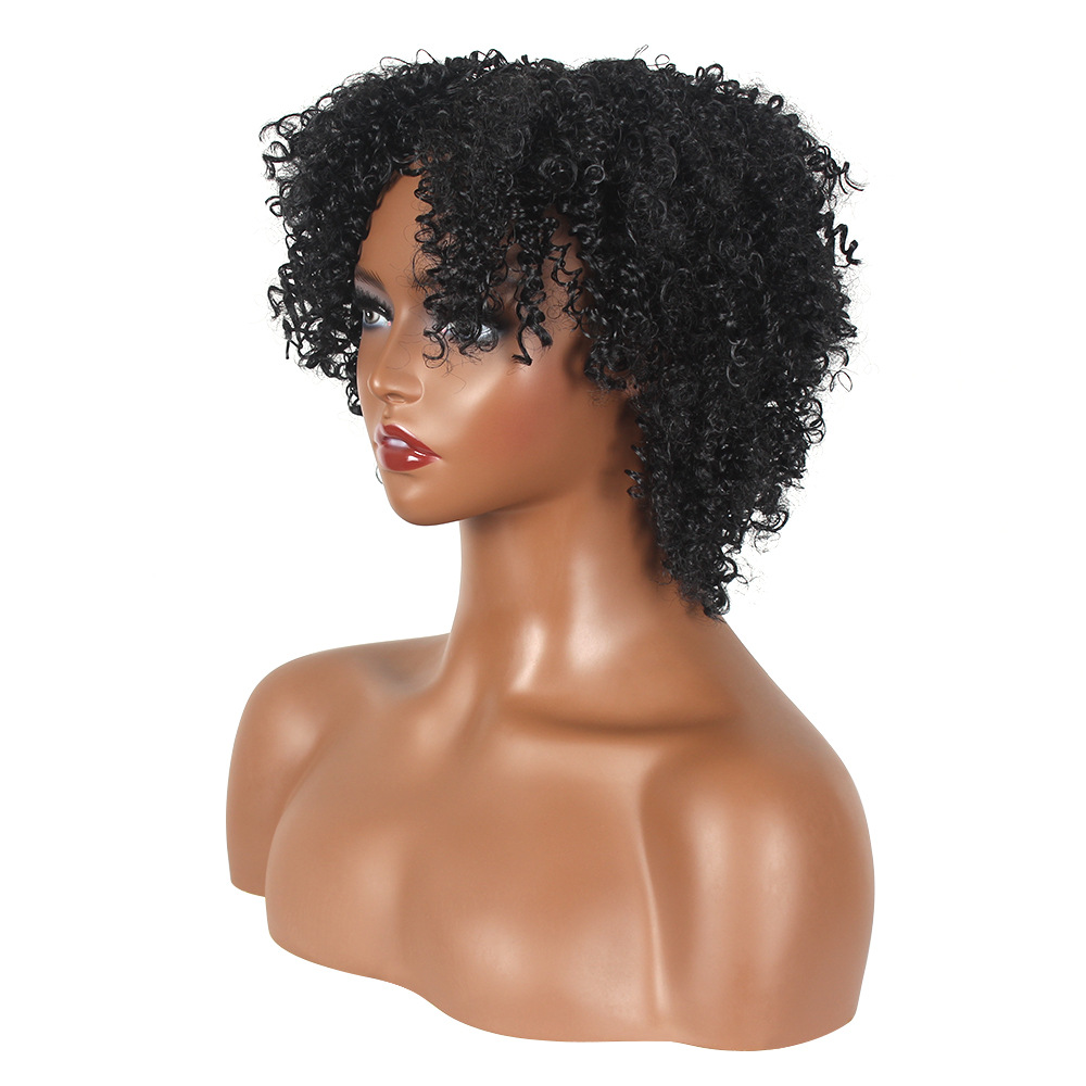 synthetic wig Small black short curly wig rose net_voghion.com