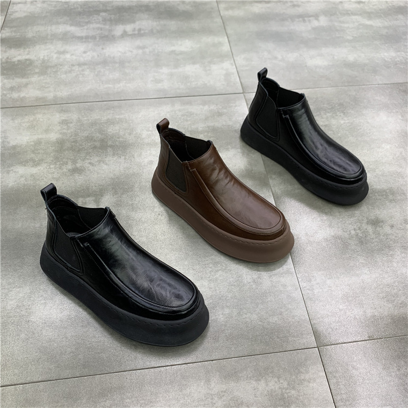 Warm Cotton Shoes Men's Winter Fleece-Lined Chelsea Boots Men's Thick-Soled Slip-On Cotton Short Boots Men's High-Top Casual Shoes XS Warm Cotton Shoes Men's Winter Fleece-Lined Chelsea Boots Men's Thick-Soled Slip-On Cotton Short Boots Men's High-Top Casual Shoes XS
