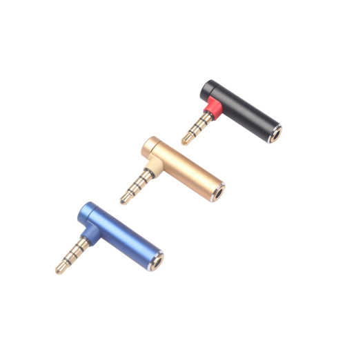 Cross-border aluminum alloy shell gold-plated plug 3.5mm male to female 90 degree turning head mobile phone computer adapter