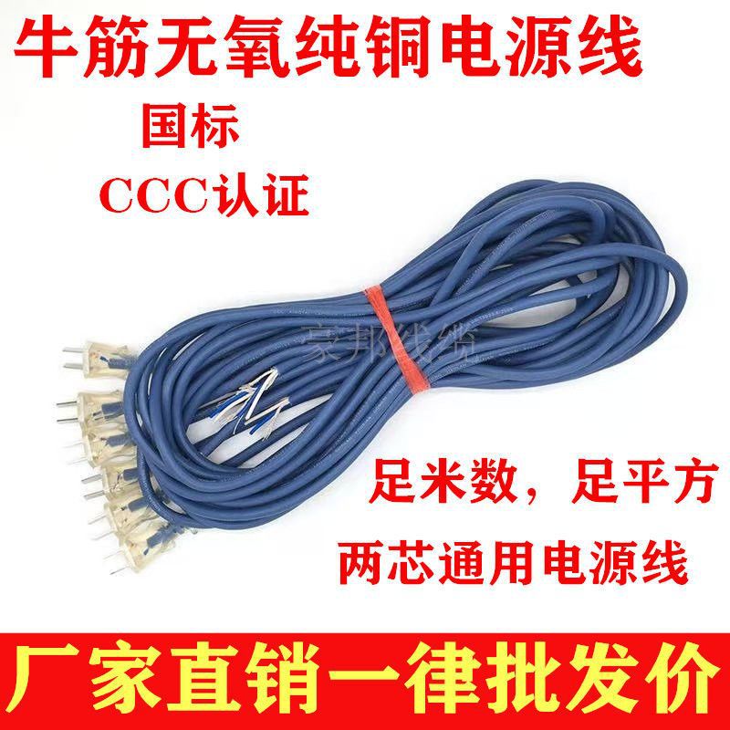 国标电锤电钻切割机角磨机冲击钻电动工具电源线2芯带插头护套线