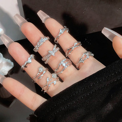 韓式小眾極簡素圈竹節開口戒指ins風褶皺玫瑰設計感時尚百搭指環