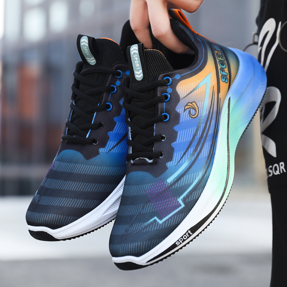 Zapatos de hombre comercio exterior al por mayor color a juego moda tendencia zapatos para correr Zefei tejido transpirable suela gruesa zapatos deportivos ligeros y cómodos para hombres