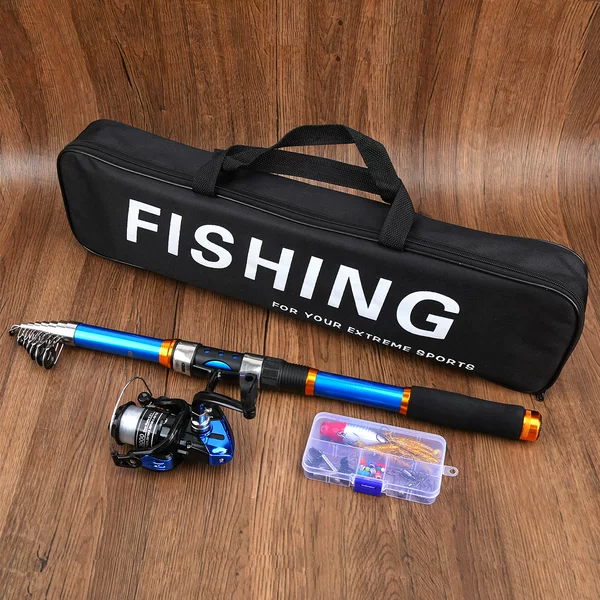 Cross-border direct sales fiberglass fishing rod, retractable and portable fishing gear set, long-casting sea fishing rod, spinning reel, for export