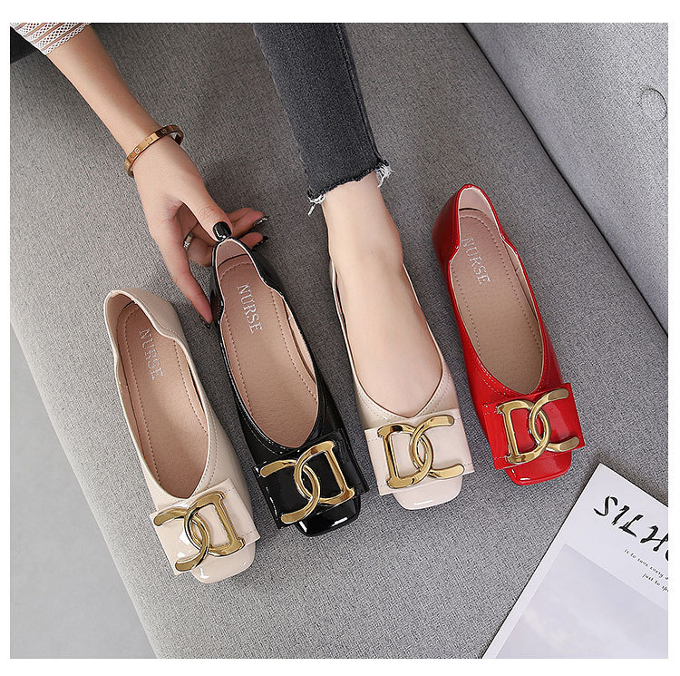 Women's Flat Shoes For Women Square Toe Low Heel Casual Work Shoes_voghion.com