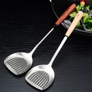 Factory 304 stainless steel spatula food grade frying shovel kitchen kitchenware wooden handle anti-scald cooking shovel wholesale