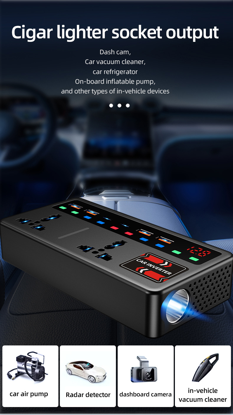 Car Inverter 12V24V to 220V Universal High-Power Mobile Phone Charger Power Converter Cigarette Lighter Socket