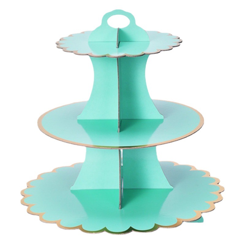 Ventas de fábrica de papel de tres capas de oro soporte de pastel desechable fiesta de cumpleaños fiesta boda postre soporte de exhibición