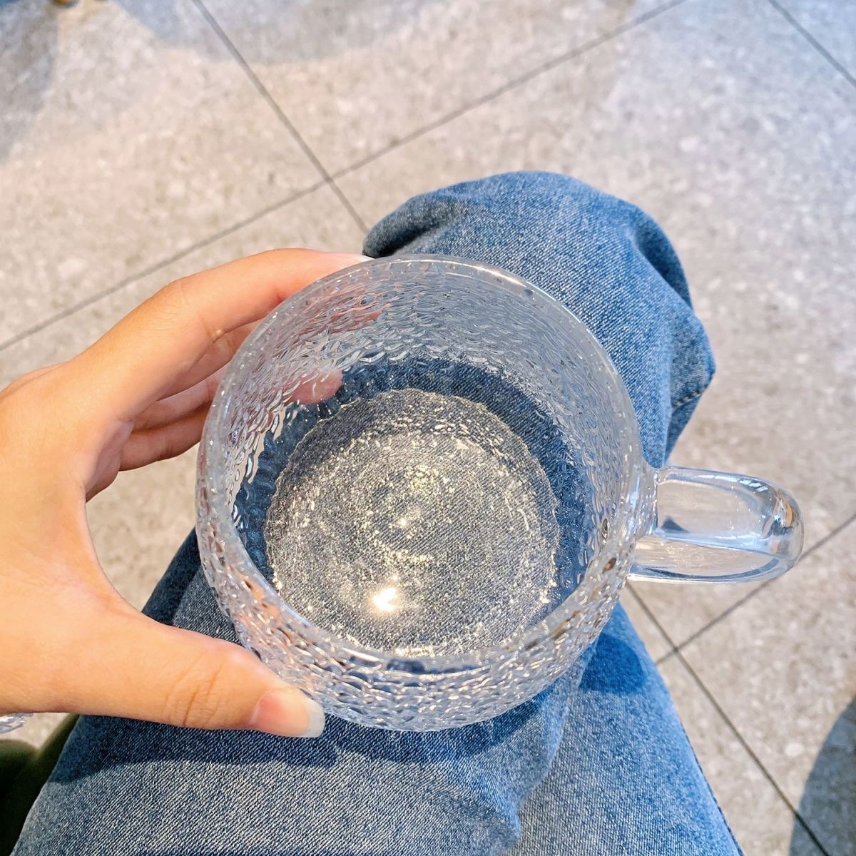 Heat-resistant Glass Mug With Hammered Handle For Tea And Coffee_voghion.com