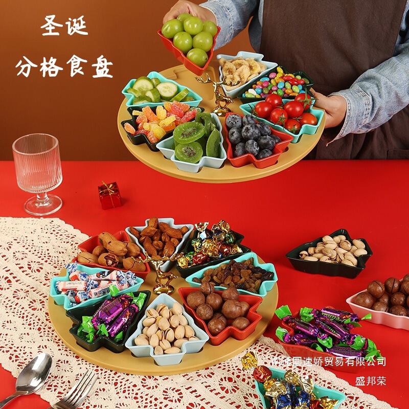 Christmas Tree Fruit Plate, Divided Fruit Plate, Household Dried Fruit Plate, Snack Plate, Fruit Tray, Creative and Aesthetically Pleasing for the Living Room Christmas Tree Fruit Plate, Divided Fruit Plate, Household Dried Fruit Plate, Snack Plate, Fruit Tray, Creative and Aesthetically Pleasing for the Living Room