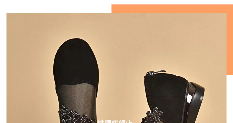 Giày sandal nữ da thật mũi tròn gót vuông 5 cm khoét lỗ hở mũi — Chiều cao gót 5 cm chi tiết 30