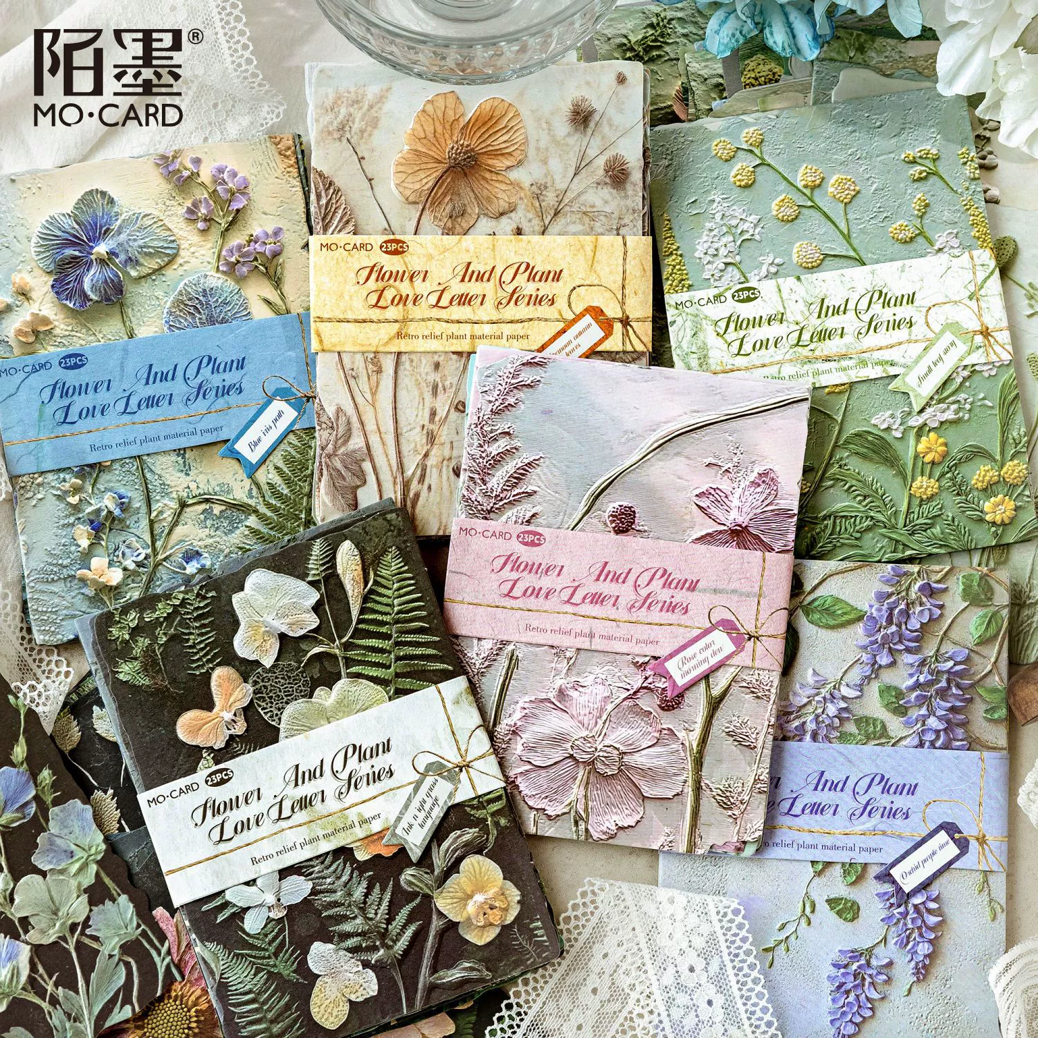 Двойная упаковка MoMo, тисненый рельефный материал, бумага с цветочным рисунком, серия любовных писем, винтажный журнал с растениями, декоративная базовая бумага.