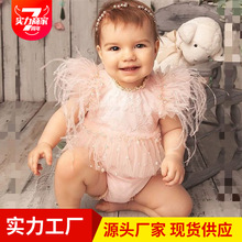 送头饰0-3月婴童蕾丝裙 2022春款女宝宝儿童摄影服装拍照写真服饰
