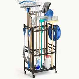 花园工具收纳架庭院金属储物架园林收纳支架工具车农具架子拖把架